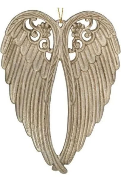 5.5" Angel Wing Ornament: Champagne Gold