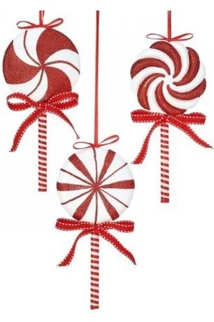 9" Peppermint Lollipop Ornament (Asst 3)